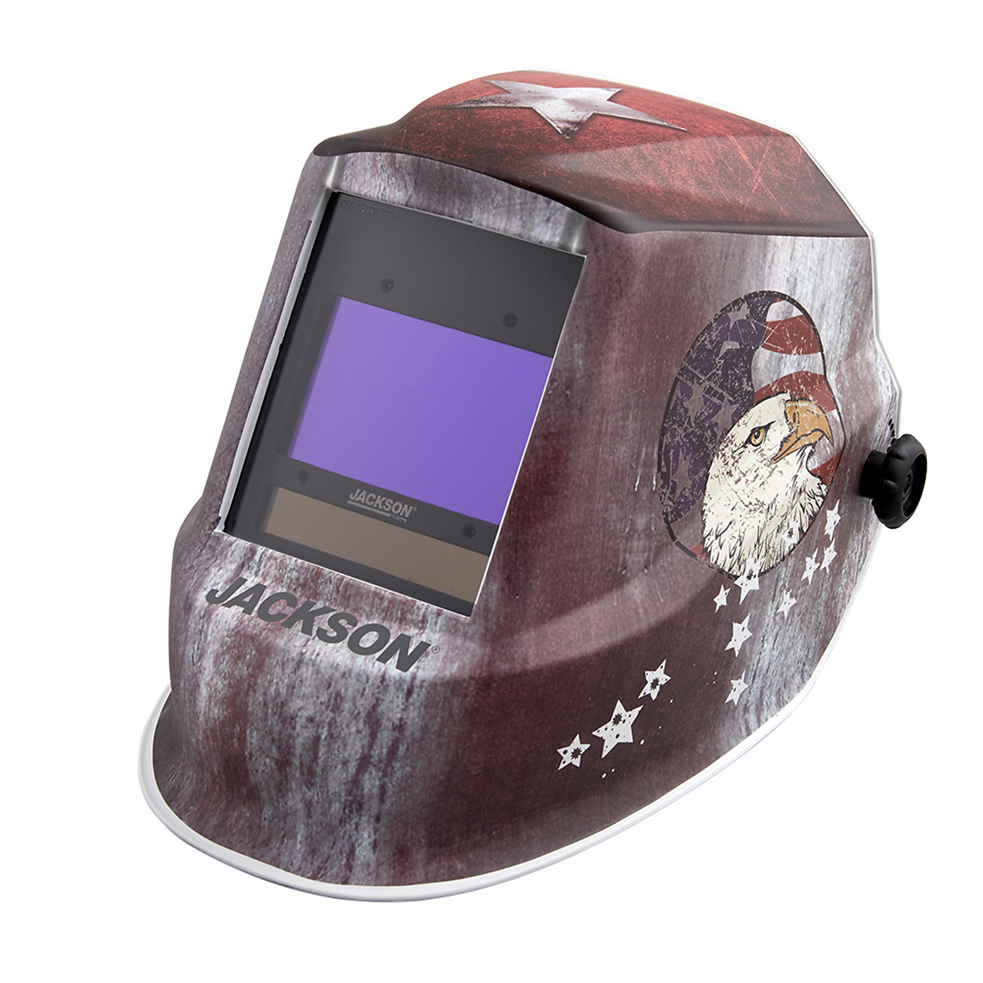 Jackson Safety - Welding Helmet - Auto Darkening - Nylon - 3.94" x 2.36" Viewing Area - Shade 4/5-13 Variable ADF 1/1/1/1 - 370 Speed Dial Headgear - Freedom Graphics - Model # 47103